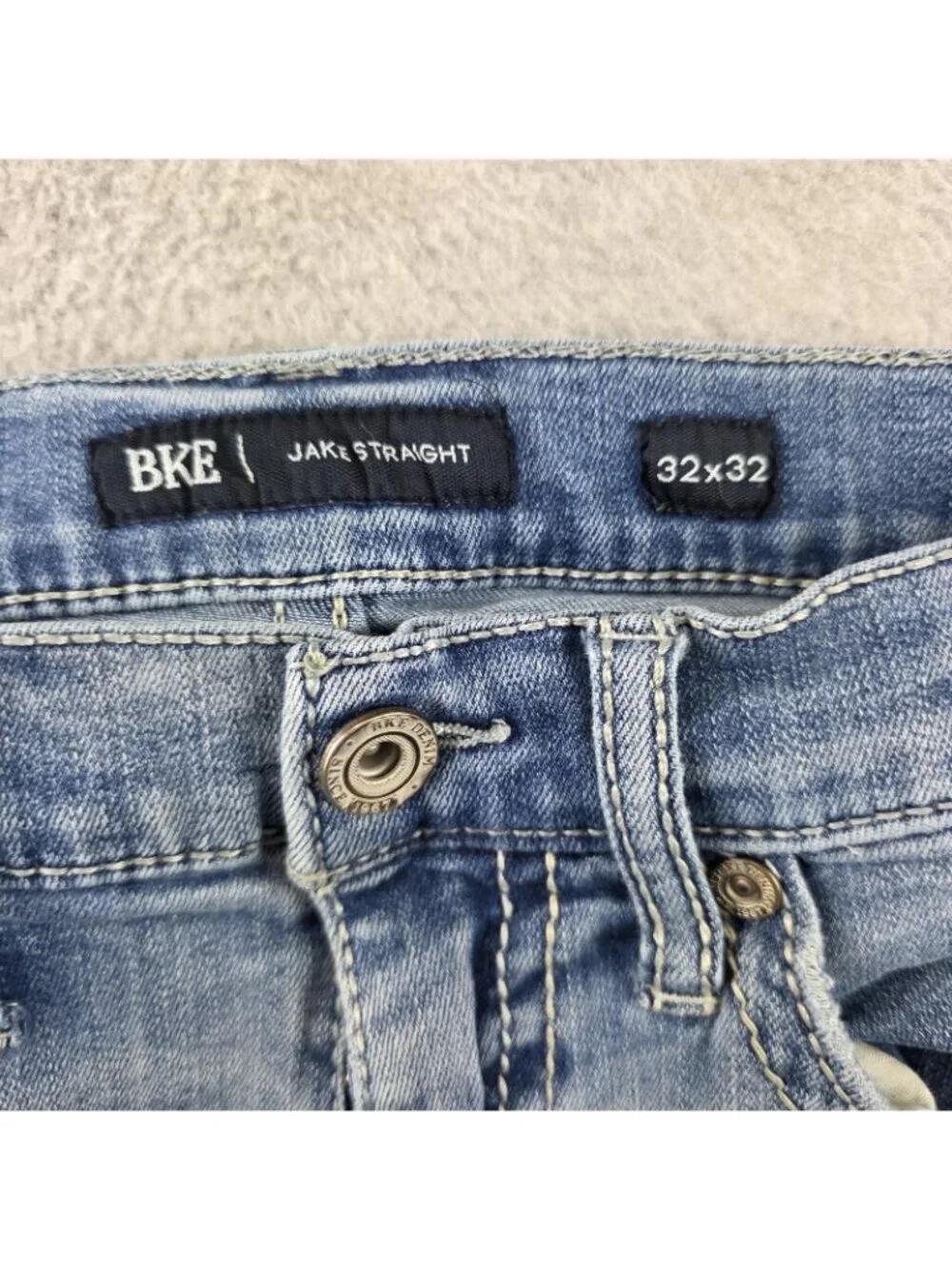 BKE Jake Jeans Mens 32x32 Blue Straight Light Wash Stretch Denim